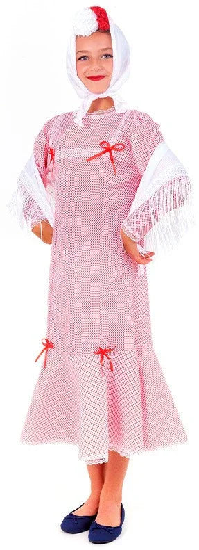 Disfraz de Chulapa Madrileña Blanca con Lunares Infantil Chulapos y Chulapas Infantiles Partilandia